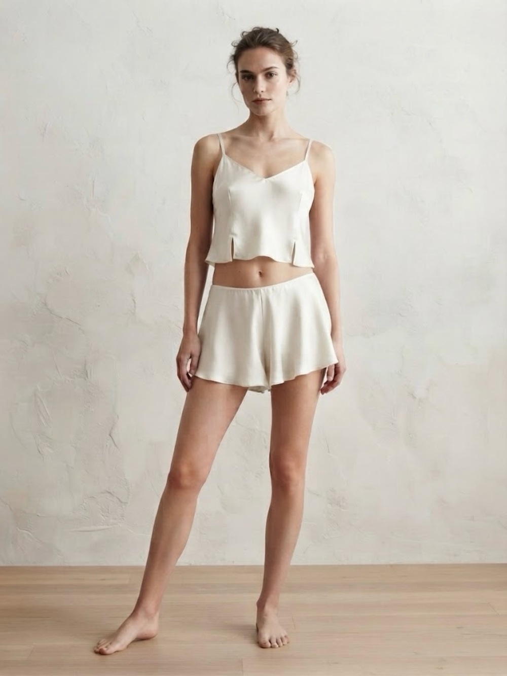 VTG 90s Y2K Victoria's Secret 100% Silk Cami & Tap Shorts Set Ivory Small Bridal